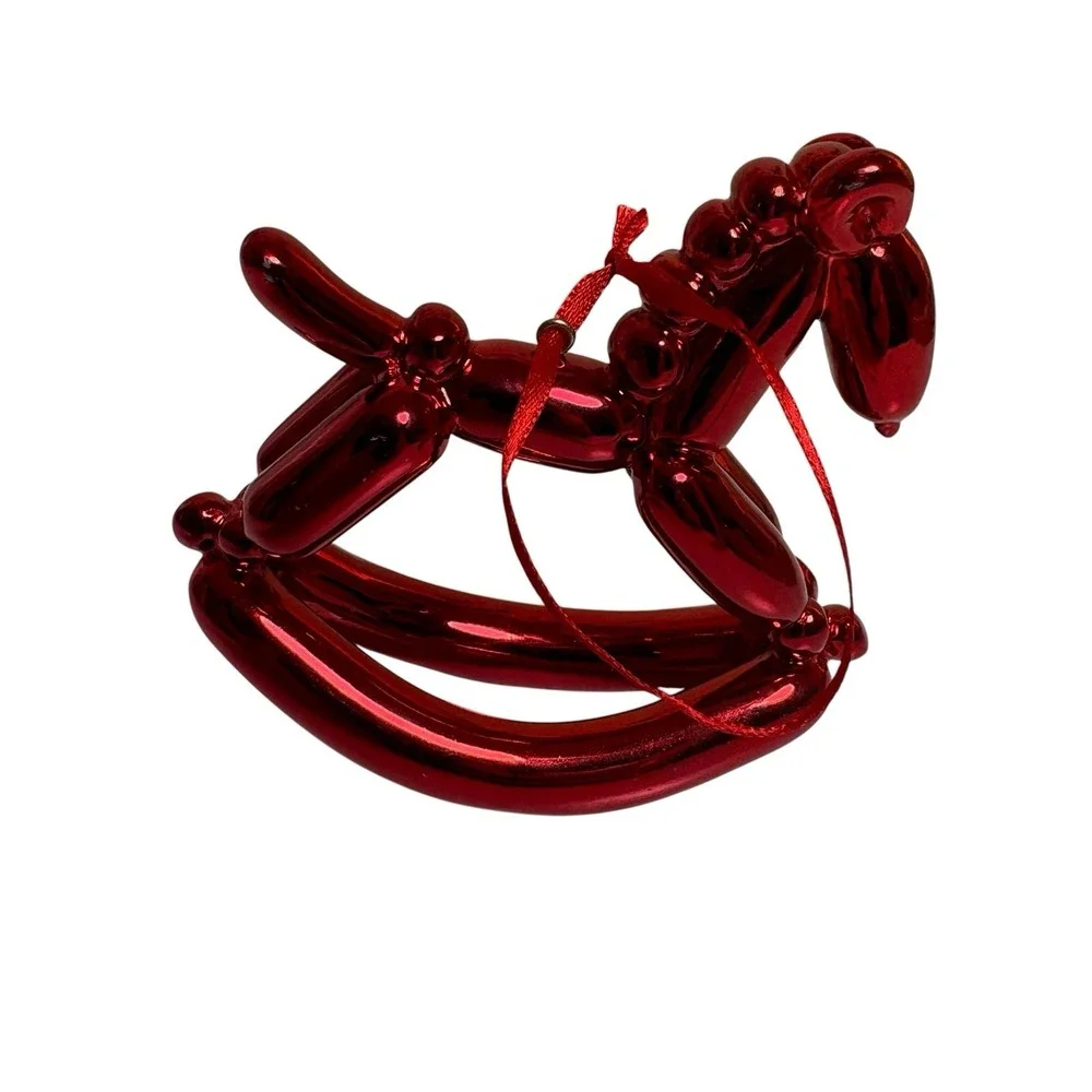 Balloon Metallic Red Rocking Horse Koons Style Collectible Ornament